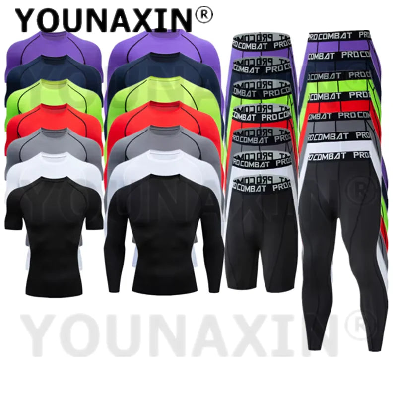 Men's Short Sleeve T-Shirts Long Sleeve Top Base Layer Leggings Pant Tight Running Trousers Gym Sports Shorts S M L XL 2XL 3XL